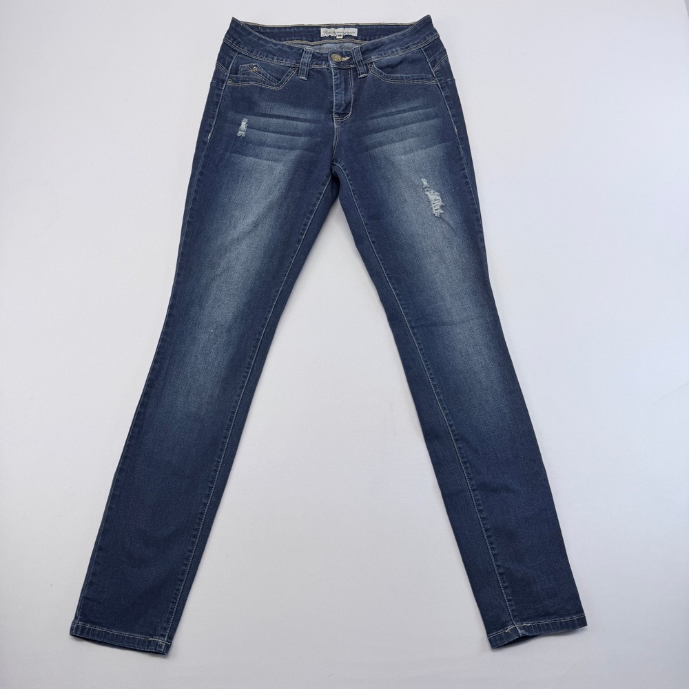 Royalty for Me WannaBettaButt Blue Skinny Jeans Distressed Medium Wash Size 6